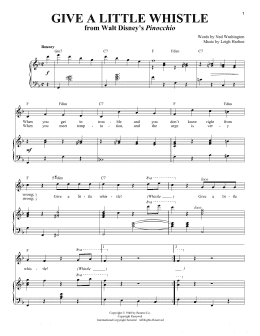 page one of Give A Little Whistle (from Pinocchio) (Piano & Vocal)