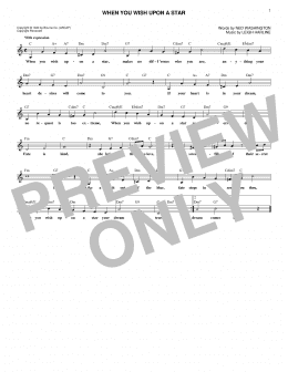 page one of When You Wish Upon A Star (from Pinocchio) (Lead Sheet / Fake Book)