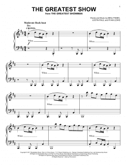 page one of The Greatest Show (from The Greatest Showman) (Easy Piano)