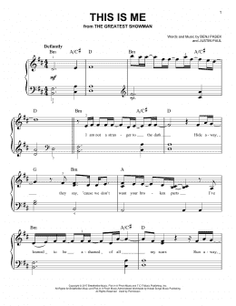 page one of This Is Me (from The Greatest Showman) (Easy Piano)