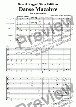 page one of Danse Macabre for Brass Quintet