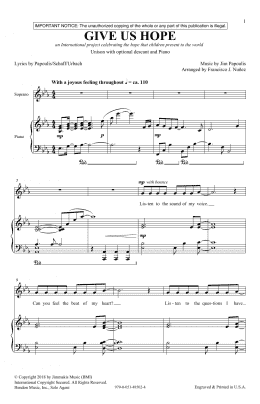 page one of Give Us Hope (2-Part Choir)