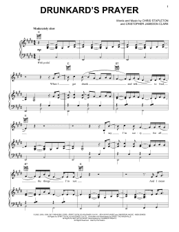 page one of Drunkard's Prayer (Piano, Vocal & Guitar Chords (Right-Hand Melody))