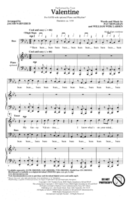page one of Valentine (SATB Choir)