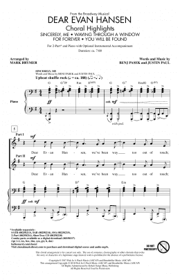 page one of Dear Evan Hansen (Choral Highlights) (2-Part Choir)