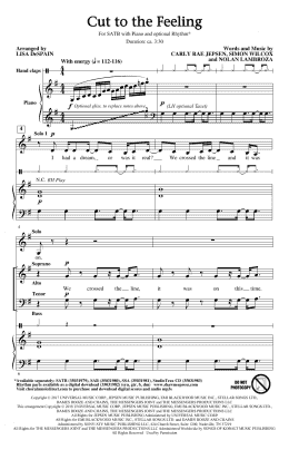 page one of Cut To The Feeling (SATB Choir)