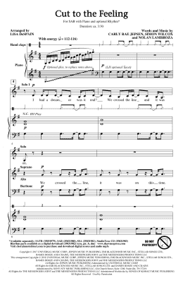 page one of Cut To The Feeling (SAB Choir)