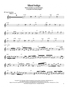 page one of Mood Indigo (Tenor Sax Transcription)