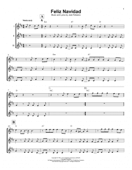 page one of Feliz Navidad (Ukulele Ensemble)