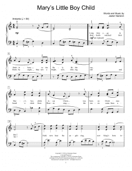 page one of Mary's Little Boy Child (Educational Piano)