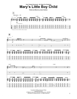 page one of Mary's Little Boy Child (Guitar Tab)