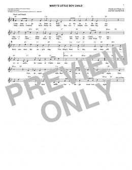 page one of Mary's Little Boy Child (Lead Sheet / Fake Book)