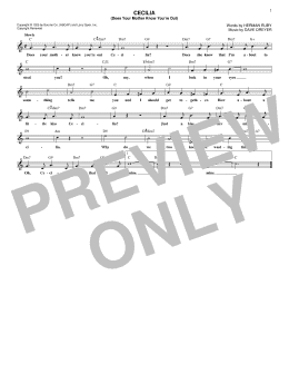 page one of Cecilia (Does Your Mother Know You're Out) (Lead Sheet / Fake Book)