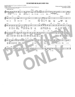 page one of I'd Rather Be Blue Over You (Lead Sheet / Fake Book)
