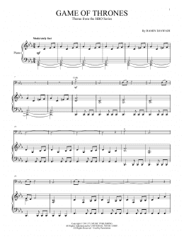 page one of Game Of Thrones - Main Title (Cello and Piano)
