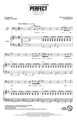 page one of Perfect (arr. Audrey Snyder) (SATB Choir)