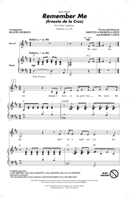 page one of Remember Me (Ernesto de la Cruz) (from Coco) (arr. Roger Emerson) (2-Part Choir)