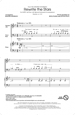 page one of Rewrite The Stars (arr. Roger Emerson) (SATB Choir)