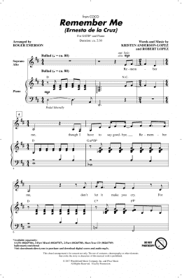 page one of Remember Me (Ernesto de la Cruz) (from Coco) (arr. Roger Emerson) (SATB Choir)