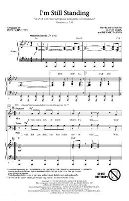 page one of I'm Still Standing (arr. Pete Schmutte) (SATB Choir)