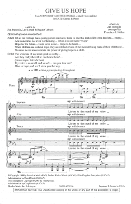 page one of Give Us Hope (SATB Choir)