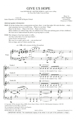 page one of Give Us Hope (3-Part Mixed Choir)