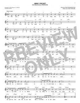 page one of Jiminy Cricket (Lead Sheet / Fake Book)