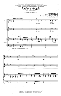 page one of Jordan's Angels (2-Part Choir)