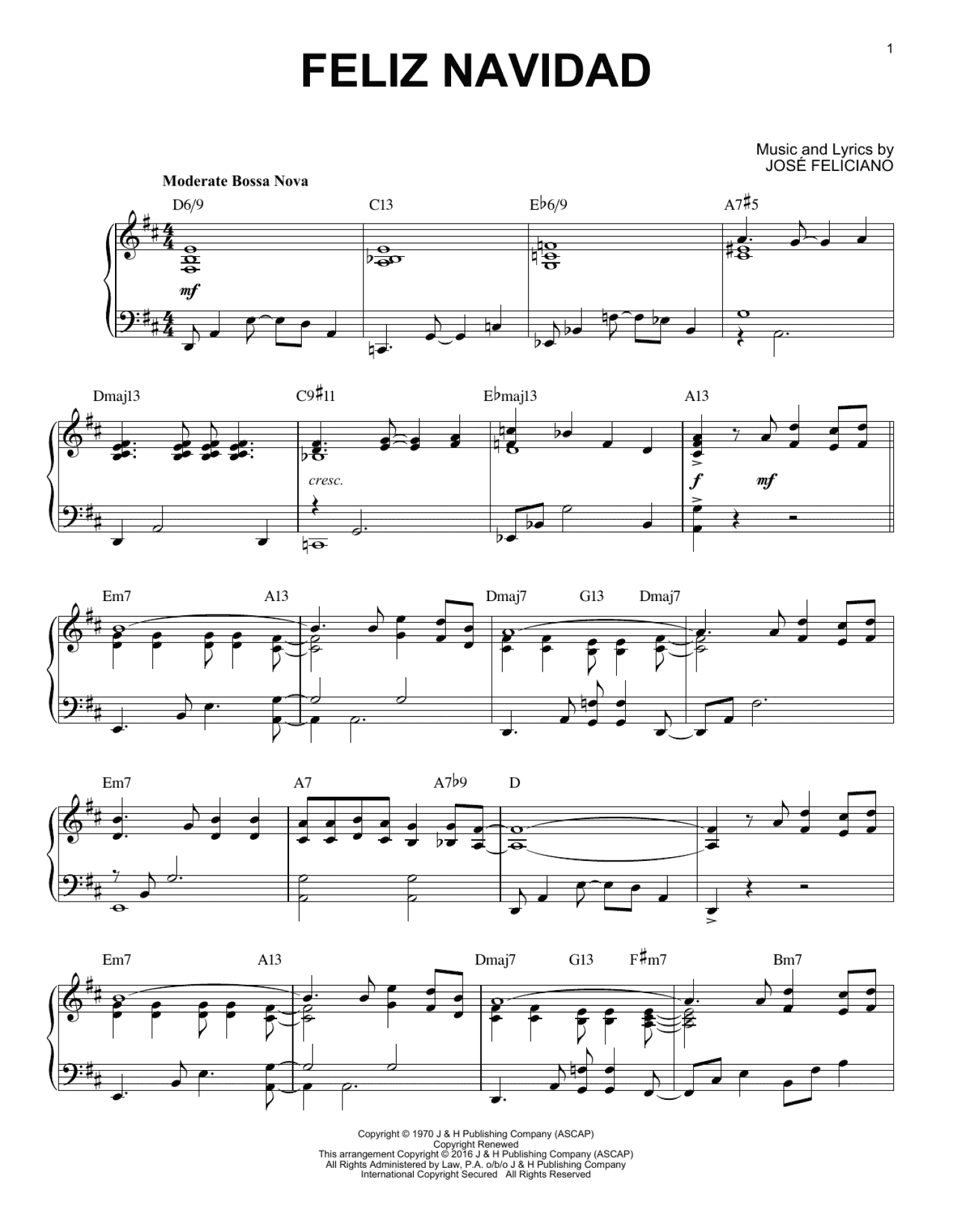 Feliz Navidad [Jazz version] (arr. Brent Edstrom) (Piano Solo)