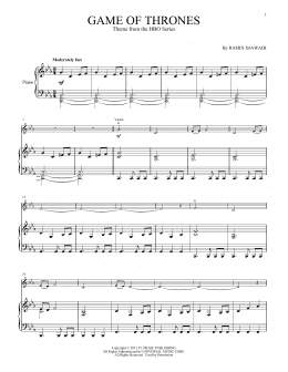 page one of Game Of Thrones - Main Title (Violin and Piano)