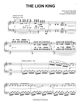 page one of The Lion King Medley (arr. Phillip Keveren) (Piano Solo)