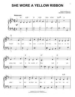 page one of She Wore A Yellow Ribbon (Very Easy Piano)