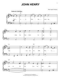 page one of John Henry (Very Easy Piano)