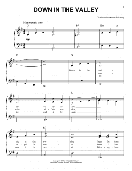 page one of Down In The Valley (Very Easy Piano)
