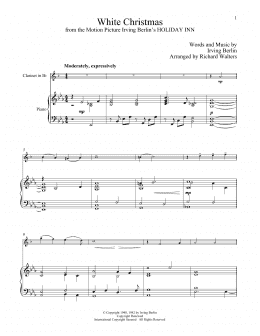 page one of White Christmas (Clarinet and Piano)