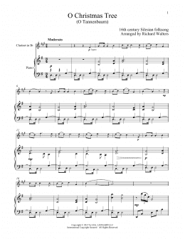 page one of O Christmas Tree (Clarinet and Piano)