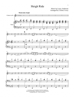 page one of Sleigh Ride (Clarinet and Piano)