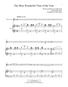 page one of The Most Wonderful Time Of The Year (Clarinet and Piano)