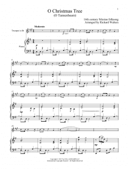 page one of O Christmas Tree (Trumpet and Piano)