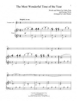 page one of The Most Wonderful Time Of The Year (Trumpet and Piano)