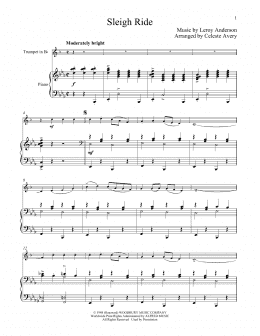 page one of Sleigh Ride (Trumpet and Piano)