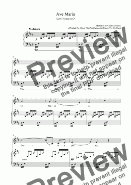 page one of Ave Maria - Bach/Gounod -Wedding Sheet Music (Alto or Bass Voice)