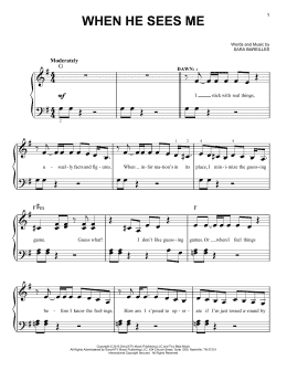 page one of When He Sees Me (from Waitress The Musical) (Easy Piano)