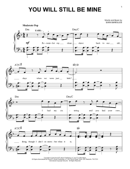 page one of You Will Still Be Mine (from Waitress The Musical) (Easy Piano)