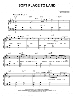 page one of Soft Place To Land (from Waitress The Musical) (Easy Piano)