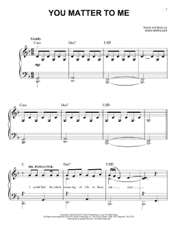 page one of You Matter To Me (from Waitress The Musical) (Easy Piano)