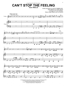 page one of Can't Stop The Feeling (Violin and Piano)