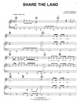 page one of Share The Land (Piano, Vocal & Guitar Chords (Right-Hand Melody))