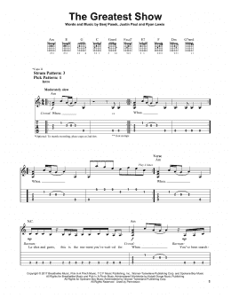 page one of The Greatest Show (from The Greatest Showman) (Easy Guitar Tab)