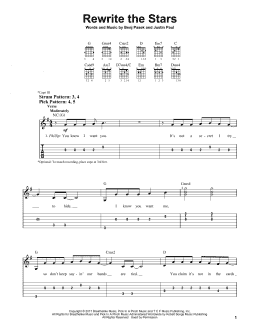 page one of Rewrite The Stars (Easy Guitar Tab)